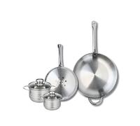 ELO 9878850 - Batería de cocina (4 piezas, juego de 2 sartenes de cocina 24 y 32 cm, 2 ollas de 12 y 14 cm, Elo Profi Brillant, acero inoxidable, inducción