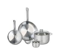 ELO 9879150 - Batería de cocina (4 piezas, juego de 2 sartenes de cocina 24 y 32 cm, 2 ollas de 12 y 24 cm, Elo Profi Brillant, acero inoxidable, inducción