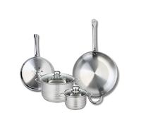 ELO 9879350 - Batería de cocina (4 piezas, juego de 2 sartenes de cocina 24 y 32 cm, 2 ollas de 14 y 20 cm, Elo Profi Brillant, acero inoxidable, inducción