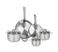 ELO 9880450 - Batería de cocina (5 piezas, juego de 2 sartenes de cocina 24 y 32 cm, 3 ollas de 14, 16 y 20 cm, Elo Profi Brillant, acero inoxidable, inducción