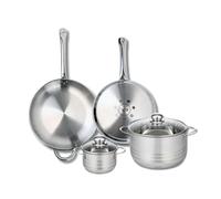 ELO 9882550 - Batería de cocina (4 piezas, juego de 2 sartenes de cocina 28 y 32 cm, 2 ollas de 14 y 24 cm, Elo Profi Brillant, acero inoxidable, inducción