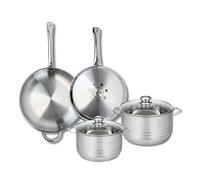 ELO 9882850 - Batería de cocina (4 piezas, juego de 2 sartenes de cocina 28 y 32 cm, 2 ollas de 20 y 24 cm, Elo Profi Brillant, acero inoxidable, inducción