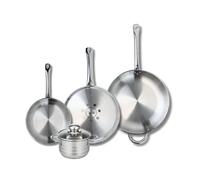 ELO 9884650 - Batería de cocina (4 piezas, juego de 3 estufas de cocina 24, 28 y 32 cm, 1 olla de 14 cm, Elo Profi Brillant, acero inoxidable, inducción