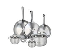 ELO 9886250 - Juego de 3 sartenes de cocina (24, 28 y 32 cm, 3 ollas de 12, 14 y 24 cm, acero inoxidable, inducción)