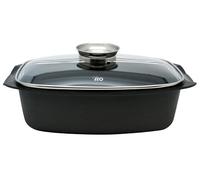 ELO Alucast - Cacerola (32 cm, con tapa de cristal y botón de aroma, revestimiento antiadherente, apto para horno, apta para inducción), color negro