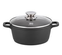 ELO Alucast Olla de 20 cm con tapa de cristal, de aluminio fundido de alta calidad, antiadherente, sin PFAS con revestimiento ELODUR® Select, olla de inducción, color negro