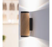 Elobra Aplique de pared Bolivia, roble/negro, altura 18 cm, GU10