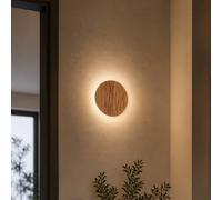 Elobra Aplique de pared LED Atacama, color roble, Ø 19 cm, madera