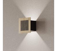 Elobra Aplique de pared LED Chile S, roble/granito, altura 15 cm, atenuable