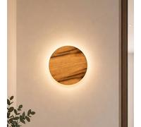 Elobra Aplique de pared LED Havana M, roble con nudos/metal, Ø 34 cm, IP44