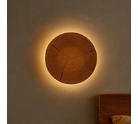 Elobra Aplique de pared LED Havana S, madera de frente/metal, Ø 19 cm
