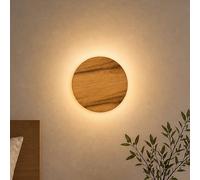 Elobra Aplique de pared LED Havana S, roble con nudos/metal, Ø 19 cm, IP44