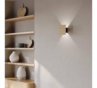 Elobra Aplique de pared LED Inka S, roble/negro, madera, altura 15 cm