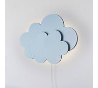 Elobra Aplique de pared LED Wölkchen con enchufe, azul, madera, atenuable