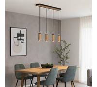 Elobra Lámpara colgante Bolivia, madera de roble, 4 luces, 75 cm, GU10