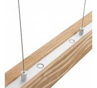 Elobra Lámpara colgante LED Atacama, roble/níquel, madera, longitud 116 cm