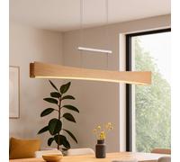 Elobra Lámpara colgante LED Perú, roble/níquel, longitud 116 cm