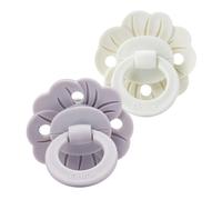 Elodie Details Binky Bloom Pack 2 Chupetes Bebé, Tetina Fisiológica Simétrica de Silicona Suave, Sin BPA, 3+ Meses, Blanco/Lila