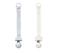 Elodie Details Clip Chupete para Niño Niña - Cadena de Chupete Duradera con Clip - Portachupetes sin BPA - Correa de Poliéster Reciclado - Unisex para Bebé, Pack de 2- Bermuda Azul/Blanco scallop