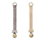Elodie Details Clip Chupete para Niño Niña - Cadena de Chupete Duradera con Clip - Portachupetes sin BPA - Correa de Poliéster Reciclado - Unisex para Bebé, Pack de 2 - Le Leopard/Pure Khaki