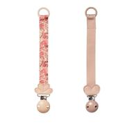Elodie Details Clip Chupete para Niño Niña - Cadena de Chupete Duradera con Clip - Portachupetes sin BPA - Correa de Poliéster Reciclado - Unisex para Bebé, Pack de 2 - Blushing Rosa/River Rose