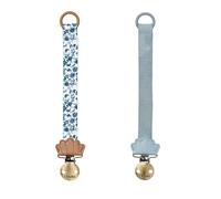Elodie Details Clip Chupete para Niño Niña - Cadena de Chupete Duradera con Clip - Portachupetes sin BPA - Correa de Poliéster Reciclado - Unisex para Bebé, Pack de 2 - Garden Leo Toile/Sunrise Azul