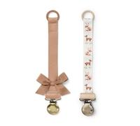 Elodie Details - Lote de 2 clips de tela y clip de acero inoxidable para bebé niño y niña, anillo universal de silicona - Fairytale Friends/Terracotta