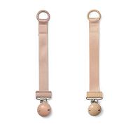 Elodie Details Paquete de 2 Cadenas de Chupete de Tela con Clip de Madera, Chupetero para Bebé y Niño, Anillo de Silicona Universal, se Adapta a Todos los Tipos de Chupetes - Faded Rose/Blushing Pink