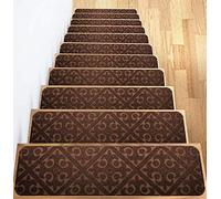 ELOGIO Juego de 13 alfombrillas de goma antideslizantes para interiores y exteriores, para mascotas, perros, peldaños para escaleras, color marrón, 8 x 30 pulgadas