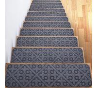 ELOGIO Juego de 13 tapetes Antideslizantes de Goma para peldaños, para Interiores y Exteriores, para Mascotas y Perros, alfombras Antideslizantes para escaleras (Gris) 8 x 30 Pulgadas