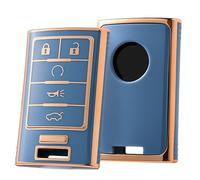 ELOHEI Funda para llavero Cadillac, funda suave de protección completa compatible con Cadillac Escalade ATS CTS DTS SRX STS 2008-2015 (borde dorado)