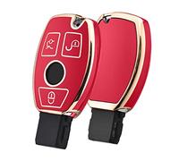 ELOHEI Funda para llavero Mercedes Benz, funda para llave de TPU suave de alta calidad, compatible con Mercedes Benz C E S M CLS CLK G Class sin llave (rojo)