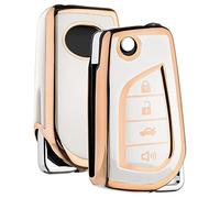 ELOHEI Funda para llavero para Toyota, TPU suave de alta calidad, protección completa de 360 grados, compatible con Toyota Corolla SE/LE, Camry SE/LE, RAV4 SE (blanco)