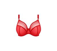 Elomi Matilda Plunge - Brasier de Malla Transparente de Tres Piezas para Mujer, Soporte Lateral, Gancho en J móvil para brasieres DD+, Rojo -, 36J