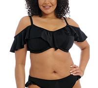 Elomi Parte superior de bikini con aros y volantes de vela, talla grande, 38 g, color negro, Negro -, 38G