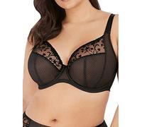 Elomi Women’s Charley Bra: Floral Embroidery, Low Plunge, DD+ Bras Sujetador, Opaco, Jet, 36E para Mujer