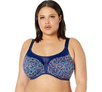 Elomi Women's Plus Size Energise Underwire Sports Bra with Racerback Conversion, Navy Geo, 36H