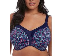 Elomi Women's Plus Size Energise Underwire Sports Bra with Racerback Conversion, Navy Geo, 40DD