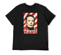 Elon Musk Mars Communist Retro Propaganda Camiseta Man's Fashion Cotton Black Clothes, Negro , XL