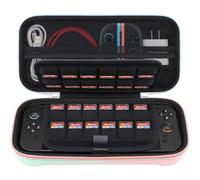 Elonbo Carrying Case for Nintendo Switch 2 (2025), Switch 2 Games Controller Grip Hard Travel Bag, Game Player Organizer Holder, Mesh Pocket Fits Joy-Con Cables Games Cartridges, Pink-Green