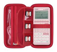 Elonbo Funda de transporte para calculadora gráfica de color Texas Instruments TI-Nspire CX II CAS/CX II/CX/CX CAS, bolsillo extra con cremallera para cable de carga, color rojo