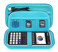 Elonbo Funda de transporte para calculadora gráfica de color Texas Instruments TI-Nspire CX II CAS/CX II/CX/CX CAS, bolsillo extra con cremallera para cable de carga, color verde