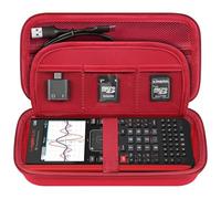 Elonbo Funda de transporte para calculadora gráfica de color Texas Instruments TI-Nspire CX II CAS/CX II/CX/CX CAS, bolsillo extra con cremallera para cable de carga, color rojo