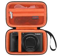 Elonbo Fundas para la cámara híbrida Canon PowerShot V1, Funda de Almacenamiento y Organizer, de Viaje para cámara compacta Digital, Negro+Naranja