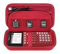 Elonbo Texas Instruments TI-84 Plus CE/TI-84 Plus/TI-83 Plus CE/Casio fx-9750GII Maleta de Calculadora gráfica de Color, Bolsillo Extra de Malla para Cables de Carga, manuales, Rojo