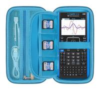Elonbo Texas Instruments TI-Nspire CX II CAS/CX II/CX CAS calculadora de Dibujo en Color Maleta Dura, Bolsillo Zip Adicional para Cables de Carga, Cargadores, Manual, Azul