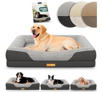 ELONEO Cama ortopédica para Perro Perros de tamaño Mediano - 106x76x19 cm, Cama con Espuma viscoelástica, Alfombrilla Impermeable y Lavable, cojín y colchón Acolchado, Gris