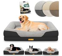 ELONEO Cama ortopédica para Perro Perros de tamaño Mediano - 106x76x19 cm, Cama con Espuma viscoelástica, Alfombrilla Impermeable y Lavable, cojín y colchón Acolchado, Negro