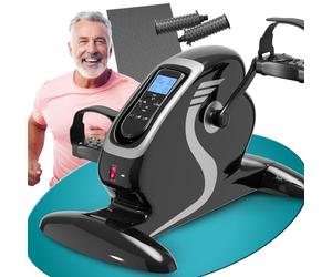 ELONEO Pedales Estáticos para Personas Mayores - Pedaleador Eléctrico 2 en 1 para Piernas y Brazos, Mini Bicicleta, 12 Velocidades, Pantalla LCD y Mangos de Masaje, Fitness en Casa, Silla