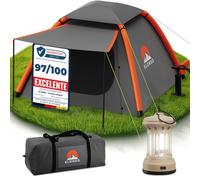 ELONEO Tienda de campaña Inflable para 1-4 Personas con toldo y Bomba de Aire, Tienda de Camping Impermeable, Tienda Inflable Ultraligera, Inflatable Tent, Tienda Glamping con luz LED Gratis